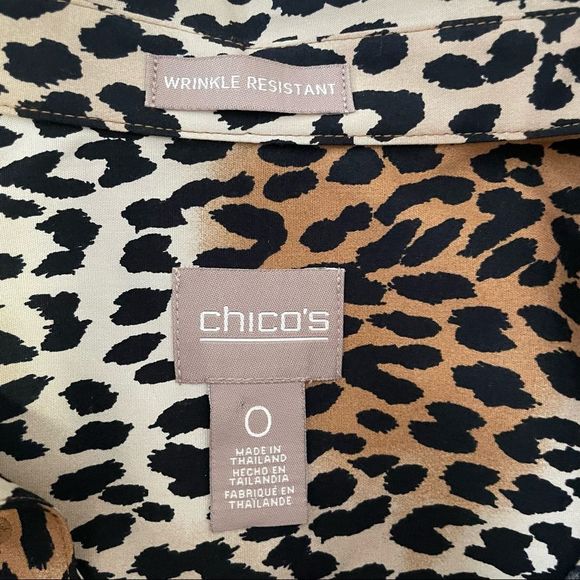 Chico's Leopard Print Long Sleeve Button Down Blouse Size Small (0) - Picture 2 of 9